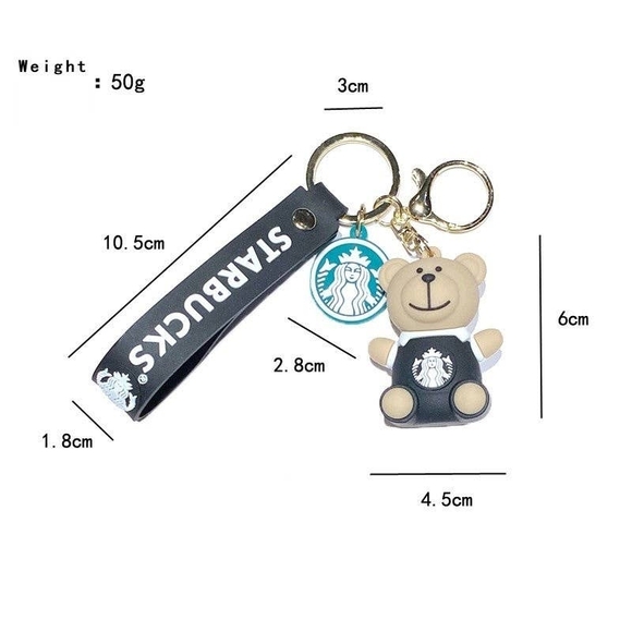 Starbucks Black and Gold Bear Keychain - Picture 2 of 2